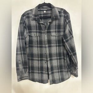 Gray and Black Plaid Button-Up Shirt